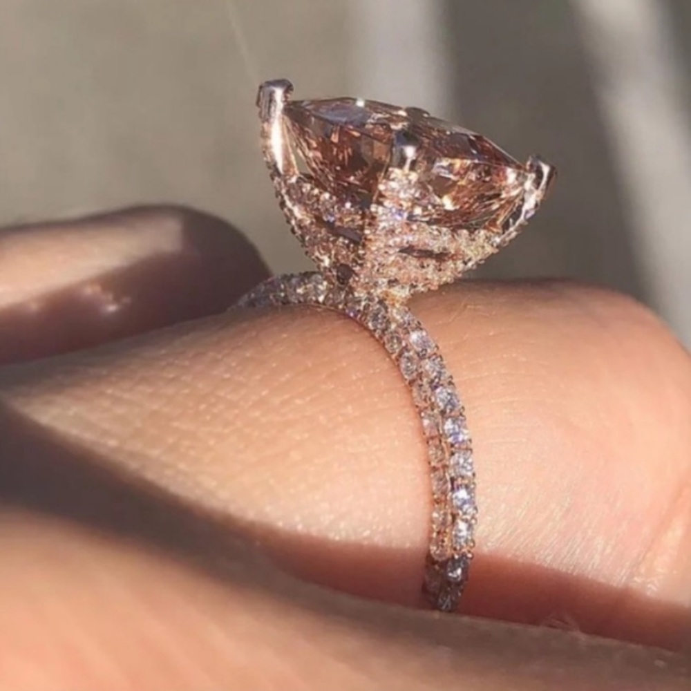 ☆6 CARAT 18K ROSE GOLD HUGE ROUND MORGANITE RING♡ - Picture 4 of 8